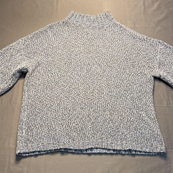 St Johns Bay Sweater Womens XL Blue Gray Mock Neck Textured Knit Pullover - Picture 1 of 13